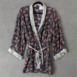 Vtg Harley Davidson Silk Robe Adult One Size Mens Womens Tie Waist Hearts Wings